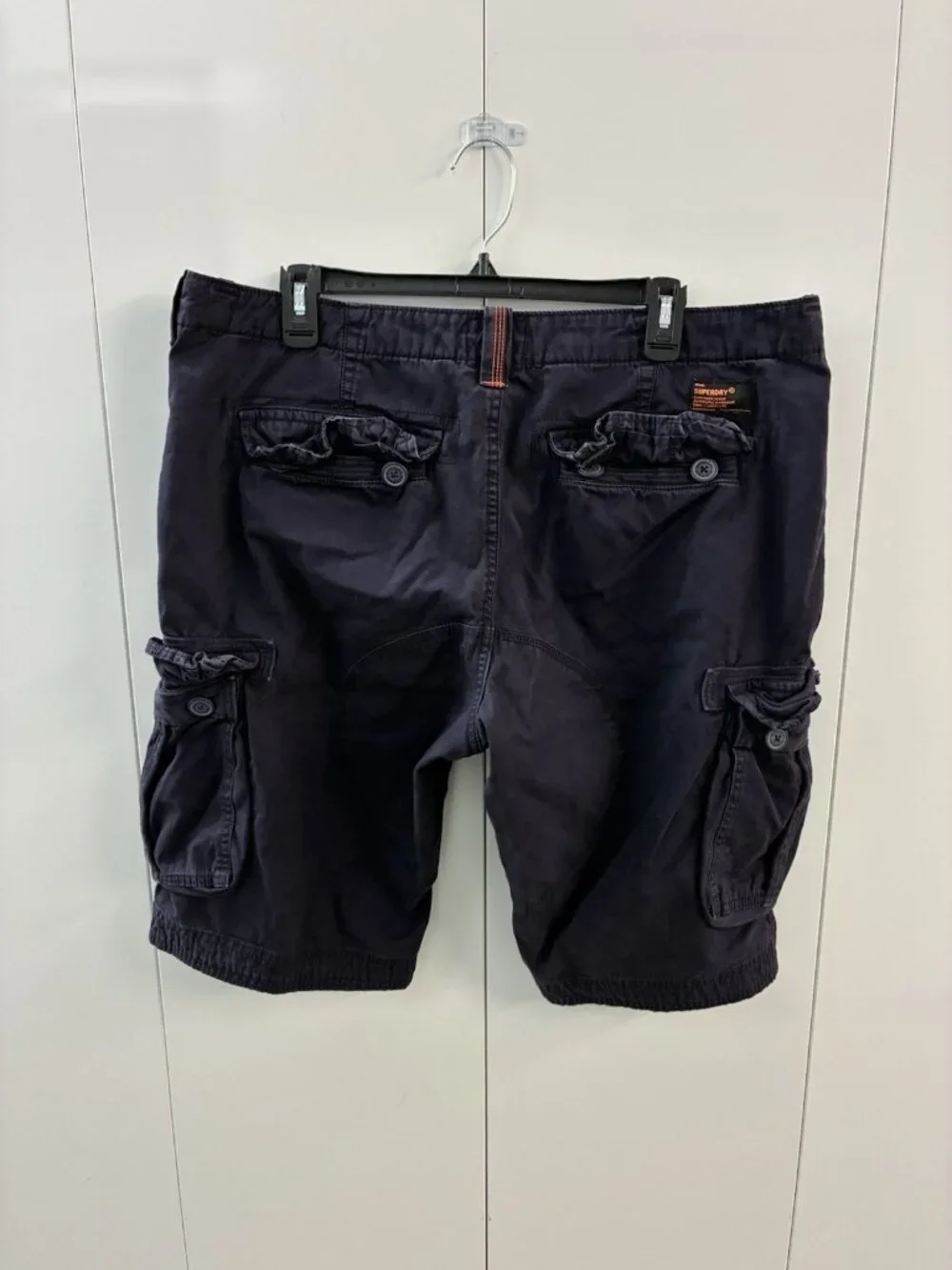Superdry‎ Core Cargo Lite Shorts Mens 38 Navy Blue Drawstring Pockets Utility